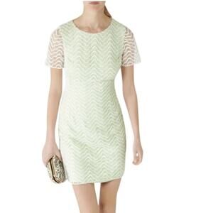 REISS Lark Lace Mini Sheath Cocktail Dress Women's Size 4 Light Green